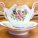 Old sauceboat earthenware Lunéville model lantern pink tulip