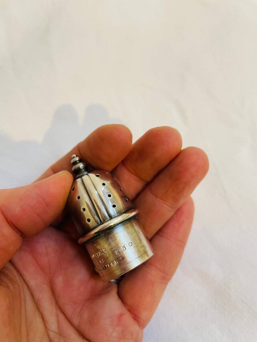 Floral sterling silver salt shaker by Tiffany & Co., 1950s
