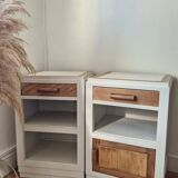 Pair of vintage beech bedside tables