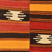 Tapis kilim ethnique turc rouge et orange, 173 x 225 cm