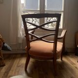 Armchair, beech and velvet trim, circa 1950