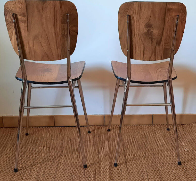 Set of 2 chairs formica walnut
