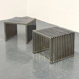 Eichholtz Carlisle side table in polished stainless steel