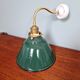 Brass wall light with green enamelled sheet metal, Mid-Century