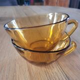 2 Vereco amber glass tea cups