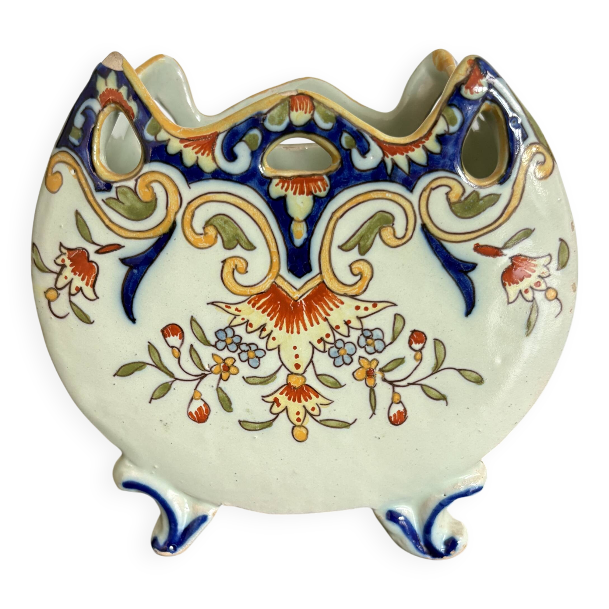 Antique cache-pot in Art Nouveau faience