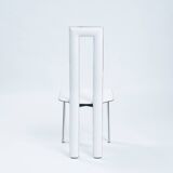 White Italian leather highback dining chairs by Ycami Italy, set of 4, 1980s