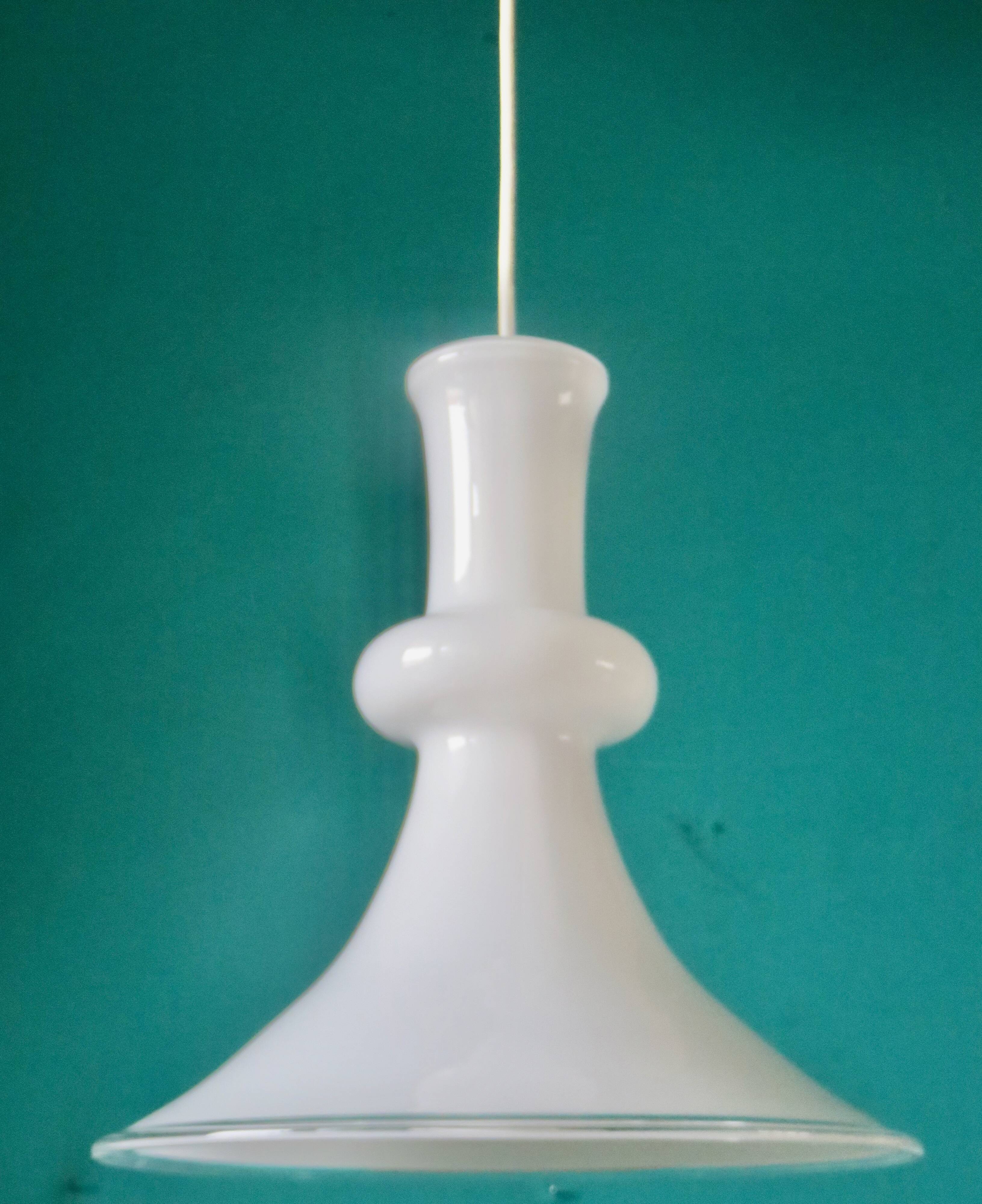 Opal glass pendant lamp by Mickael Bang for Holmegard. Denmark 1972