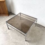 Modernist chrome and smoked glass coffee table, circa 1970