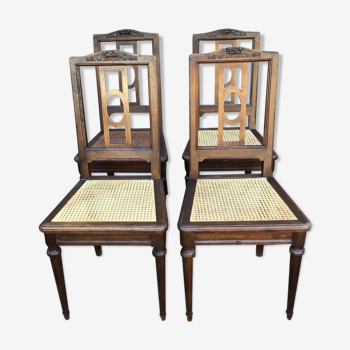 Set of 4 French chairs louis XVI vintage 30s Provence