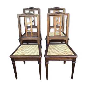Set de 4 chaises françaises style Louis XVI vintage 30s Provence