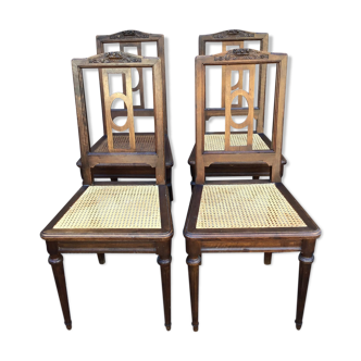 Set of 4 French chairs louis XVI vintage 30s Provence