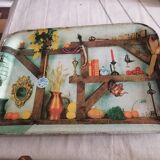 Plate meal sheet metal 1960 signed Clément