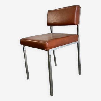 Vintage seventies chair: faux chrome & cognac