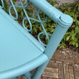 Vintage turquoise rattan corner shelf 1960