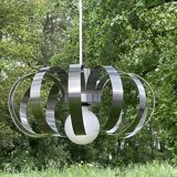 Suspension, chandelier with stainless steel blades from the 70s