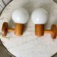 Pair of opline sconces and blond wood pine desgin years 60-70