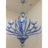 Murano Glass Bluino Italian Leaves Chandelier by Simoeng