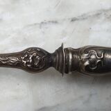 Art Nouveau salad servers in horn and silver metal