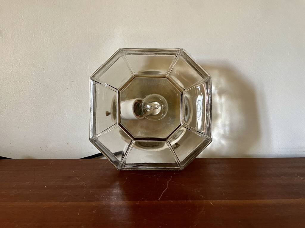 Smoked glass ceiling light ISMOS Italy 1970