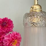 Vintage tulip suspension in frosted glass