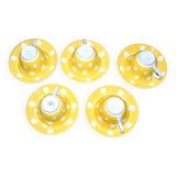 Set of 5 vintage yellow polka dot earthenware cups from Sarreguemines Digoin 1940-1950
