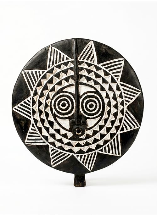 Tribal solar mask Bwa Ø40 — the eye of the zenith