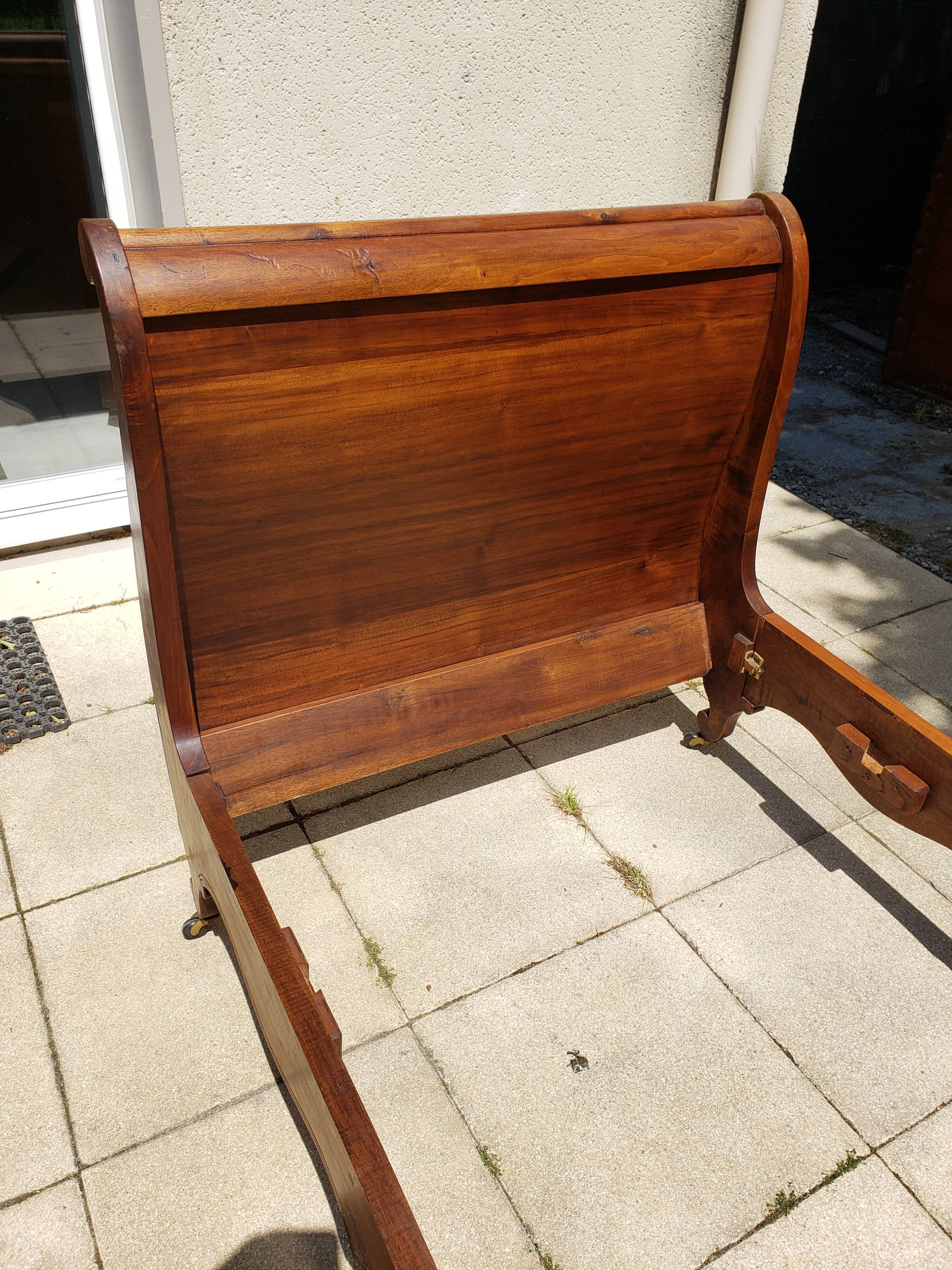 Louis-Phillipe style boat bed solid walnut