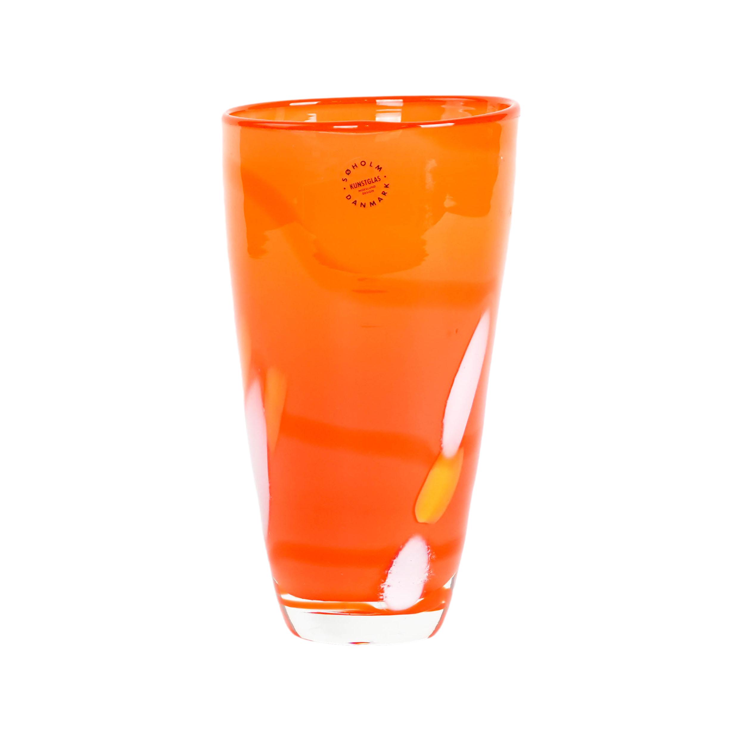 Orange glass vase, Danish design, 1960s, manufactured by Søholm