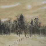 Bernard Gantner: Clearing under the snow, signed original lithograph.