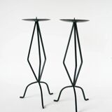 Paire de chandeliers sculpturaux en fer forgé, brutalistes, 1970