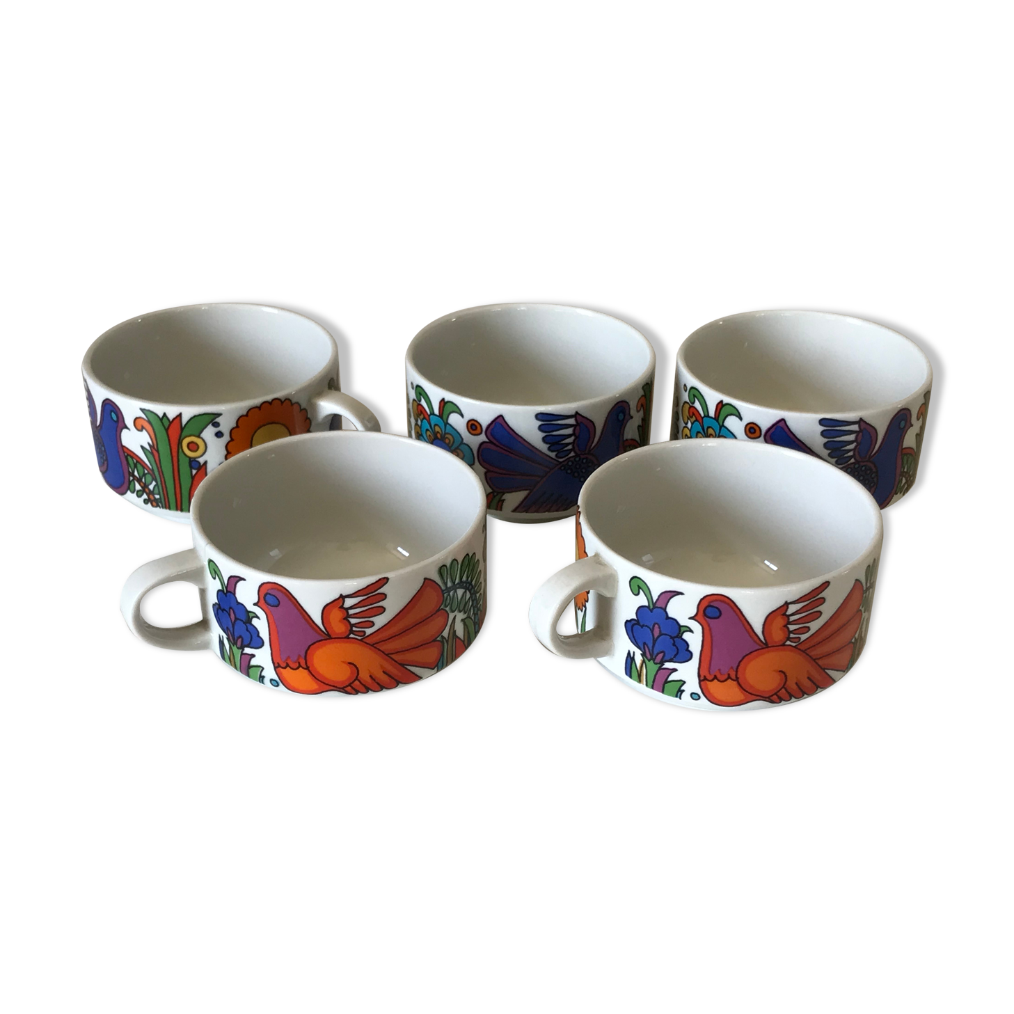 Set of 5 cups Acapulco vintage design 1970