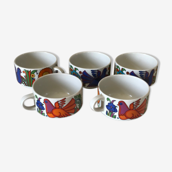 Lot de 5 tasses Acapulco vintage design 1970