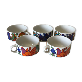 Set of 5 cups Acapulco vintage design 1970