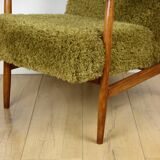 Vintage armchair, 1970s, red fox - high pile Camel