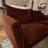 Burgundy velvet sofa