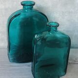 Flacons bouteilles verre gravé bleu