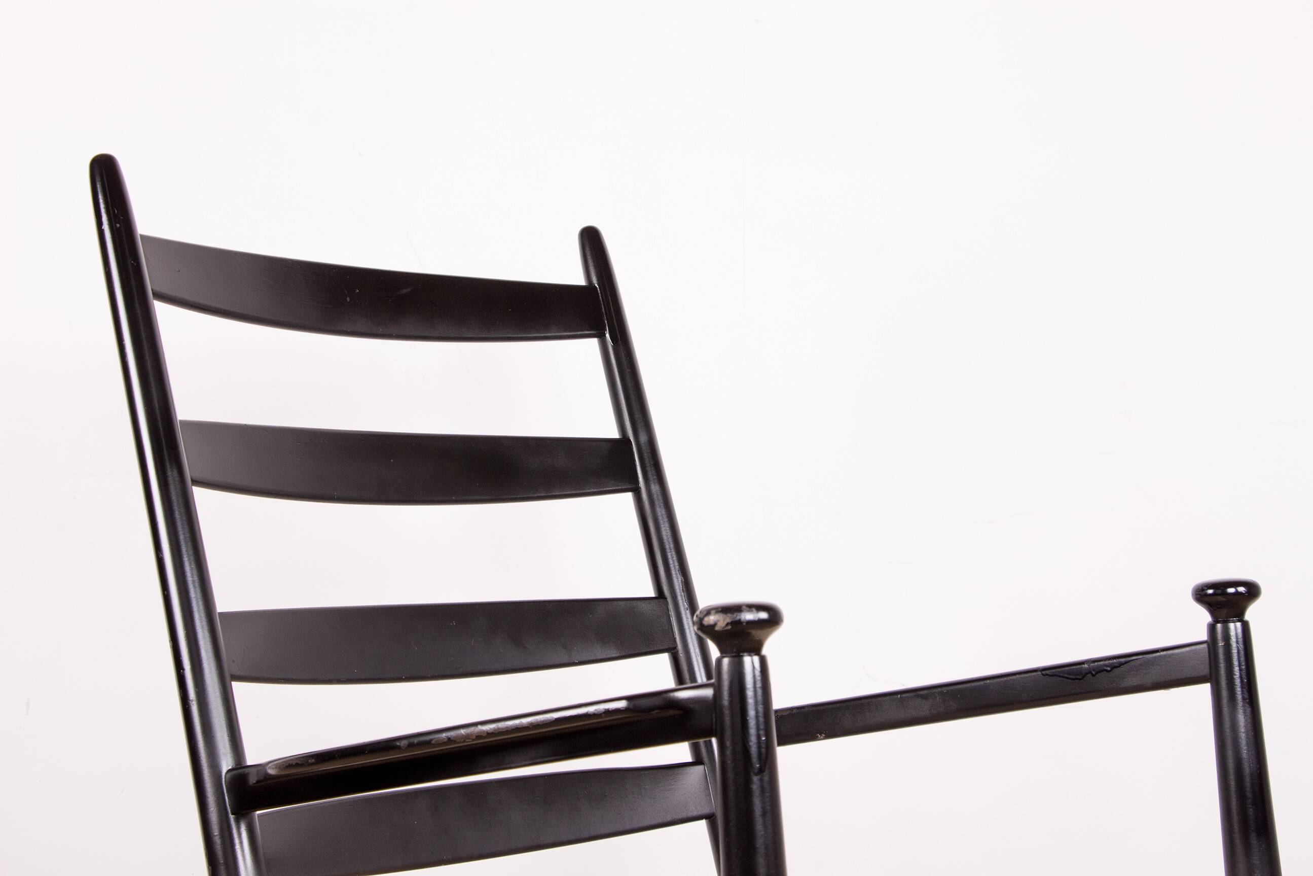 Danish Rocking Chair in lacquered wood and fabric model 218, Thomas Harlev 1960.