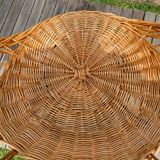 Vintage rattan armchair 50-60 black metal legs