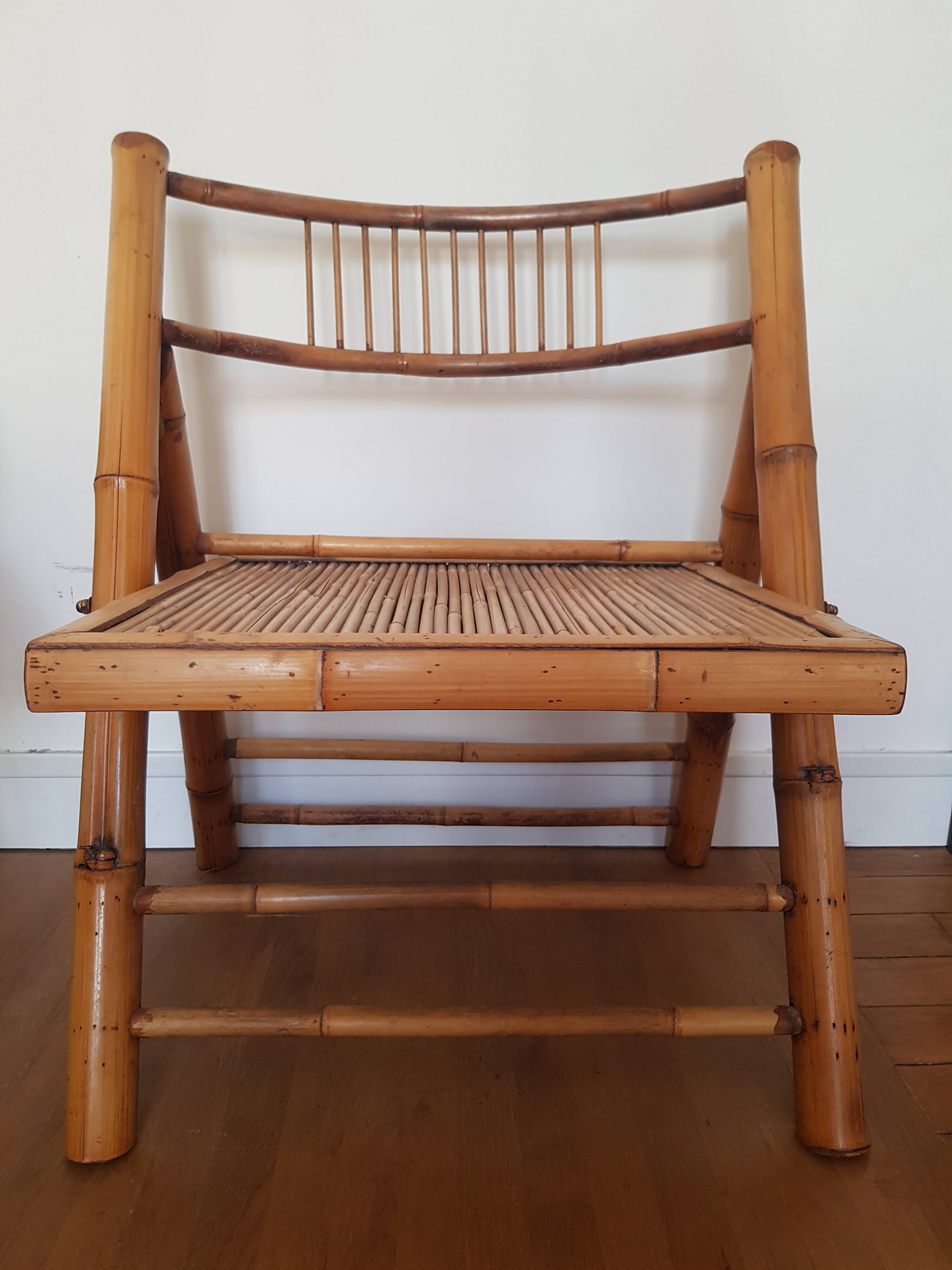 Bamboo and rattan folding chair