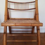 Bamboo and rattan folding chair