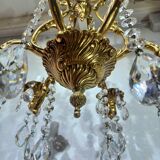 6-light bronze and crystal cage chandelier