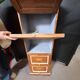 Wooden workshop cabinet with flaps