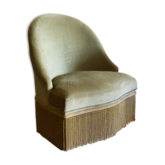 Fauteuil crapaud velours olive
