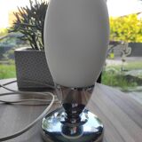 Vintage bedside/table lamp, chrome and white glass tulip space age