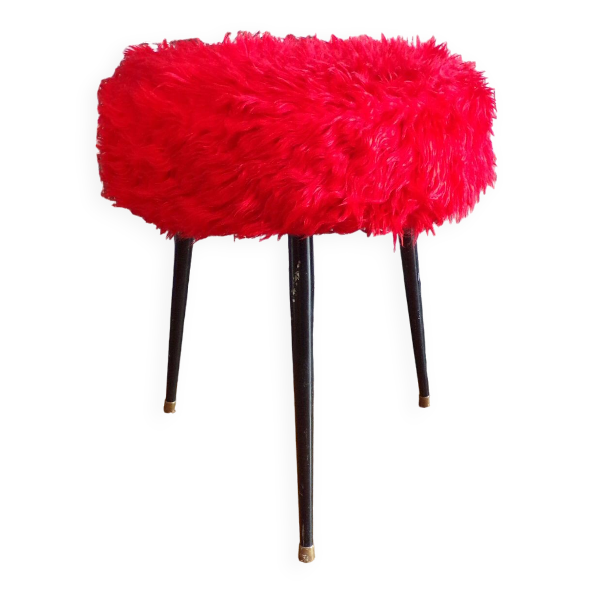 Vintage red toupee stool