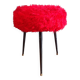 Tabouret moumoute rouge vintage