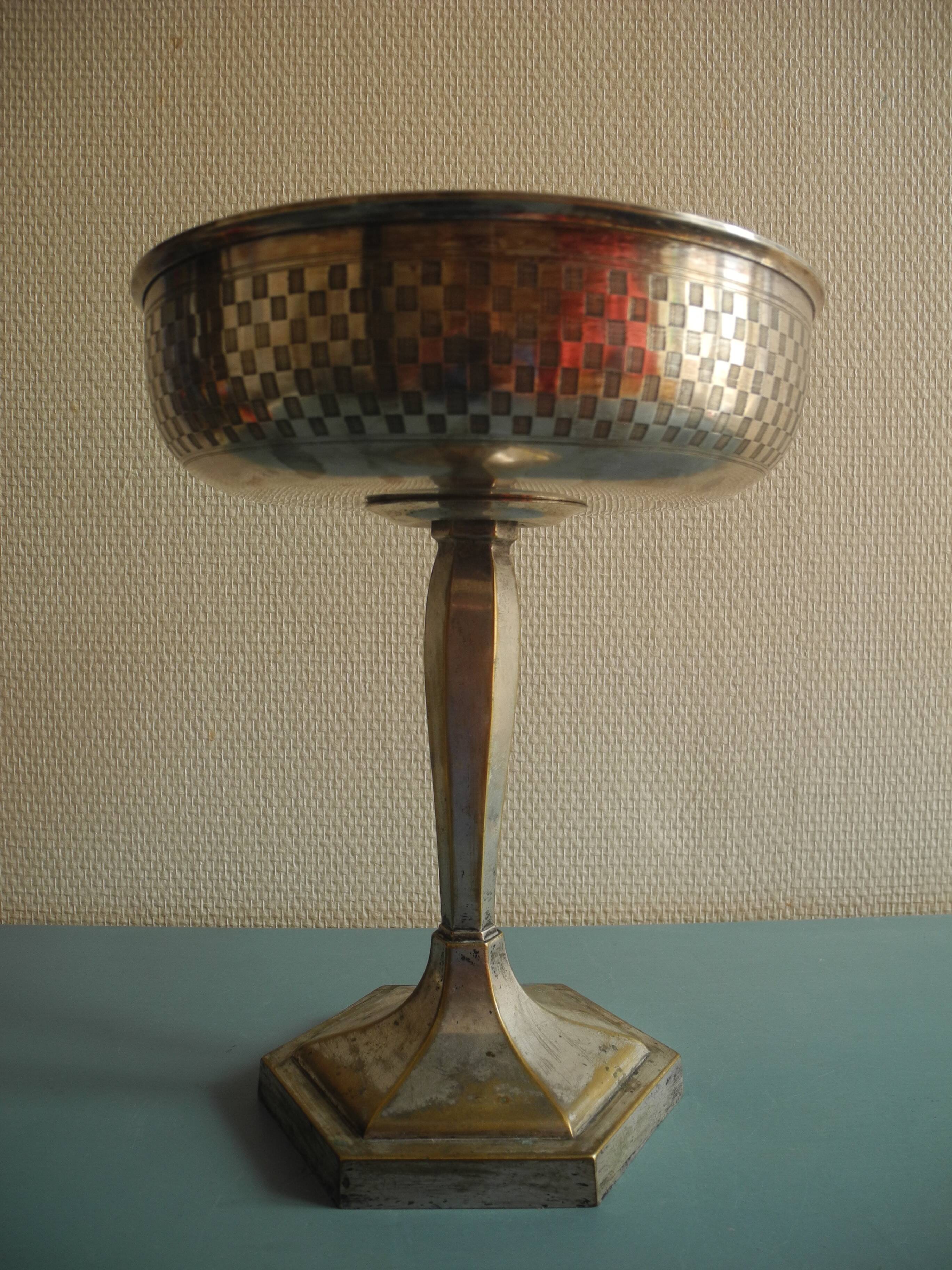 vintage centre table cup silver-plated art deco French silver metal cup