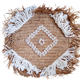 Cushion cover in natural raffia, shells and embroidery in macramé.