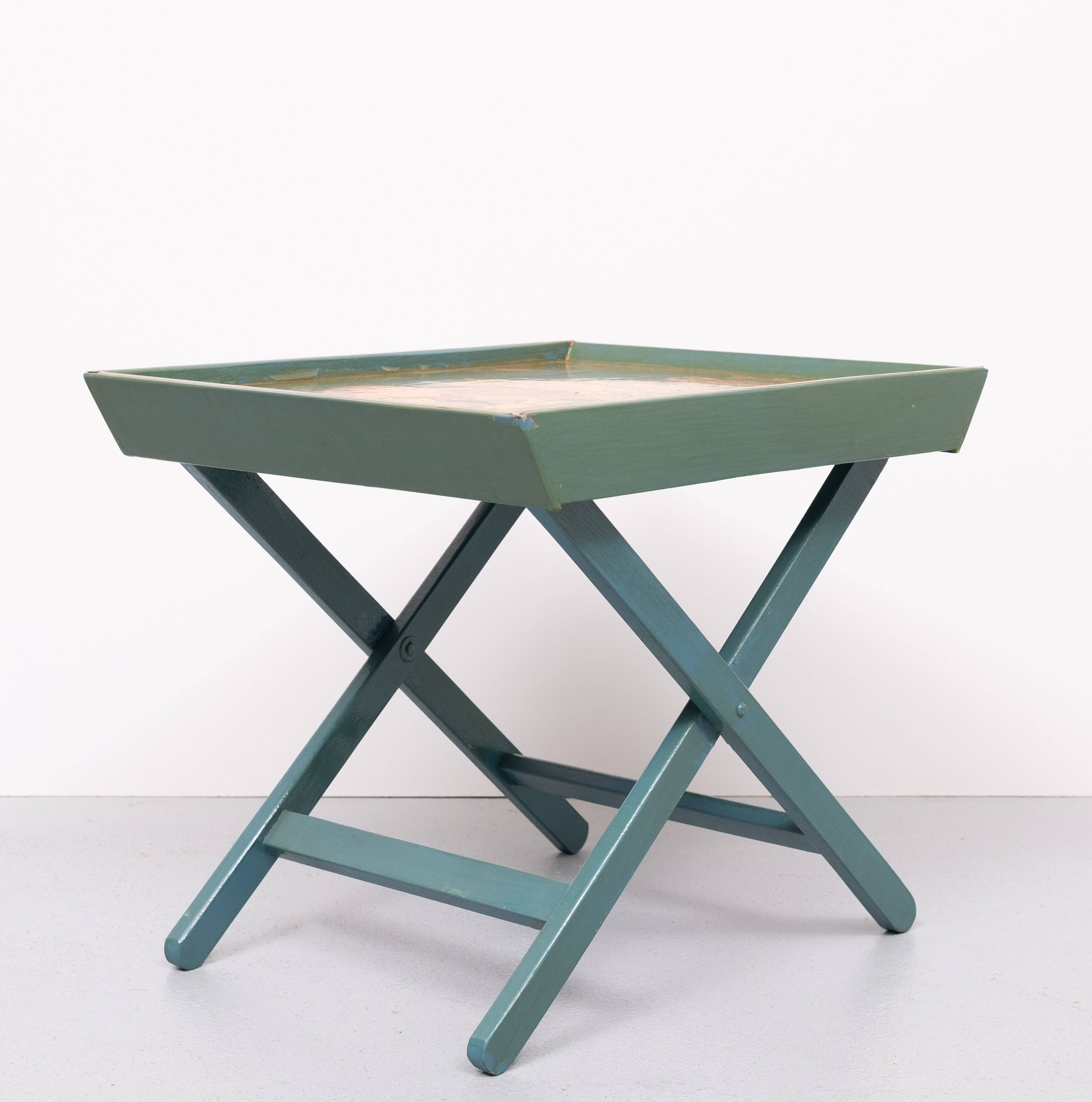 Turquoise Owl cross legs Serving table 1950s